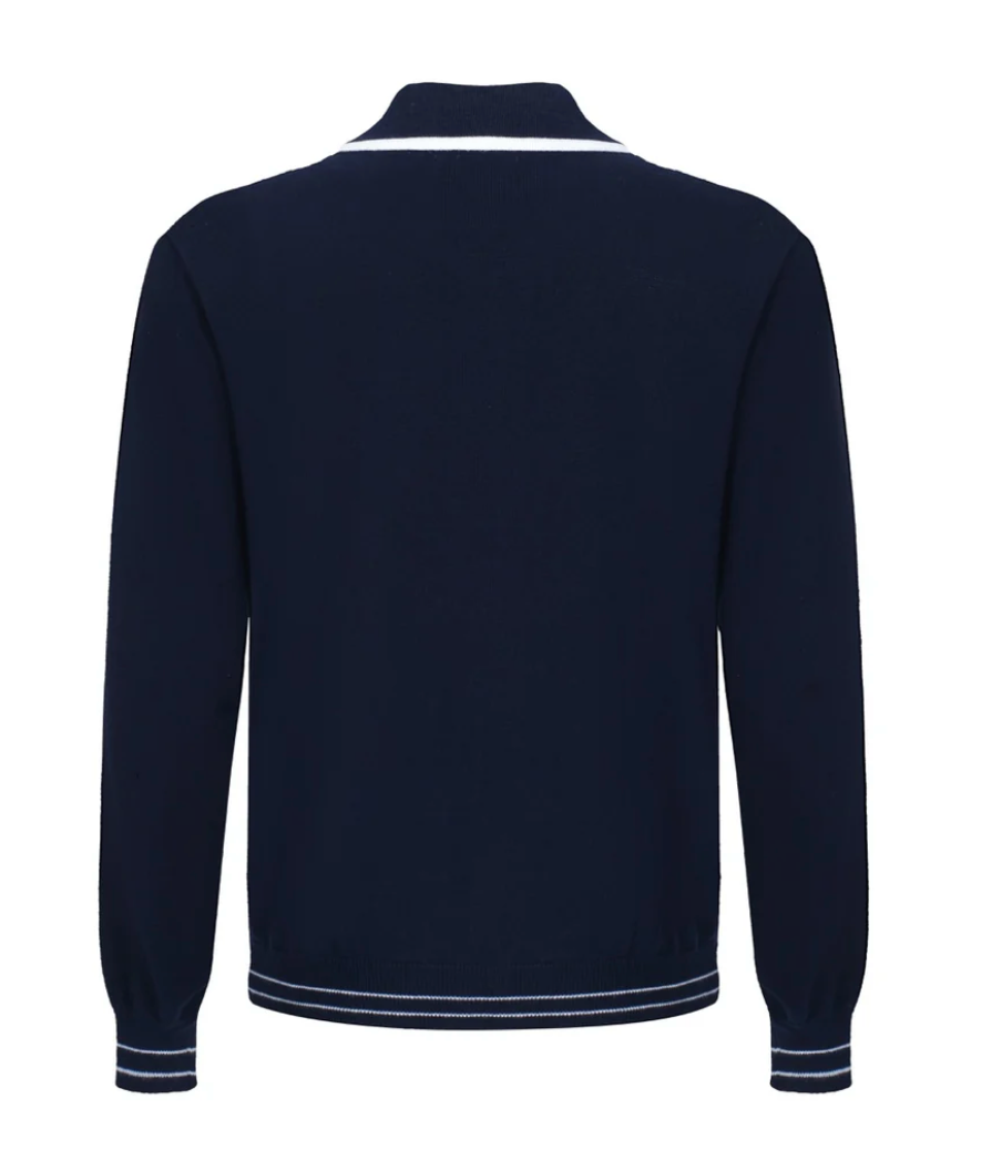 The Premium Oxford Knit Zip Polo - Navy