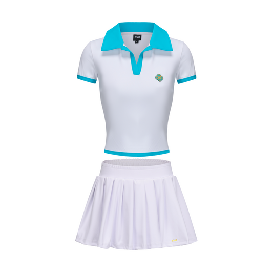 The Bahacabana Cropped Female Polo & Tennis Skirt Set - White