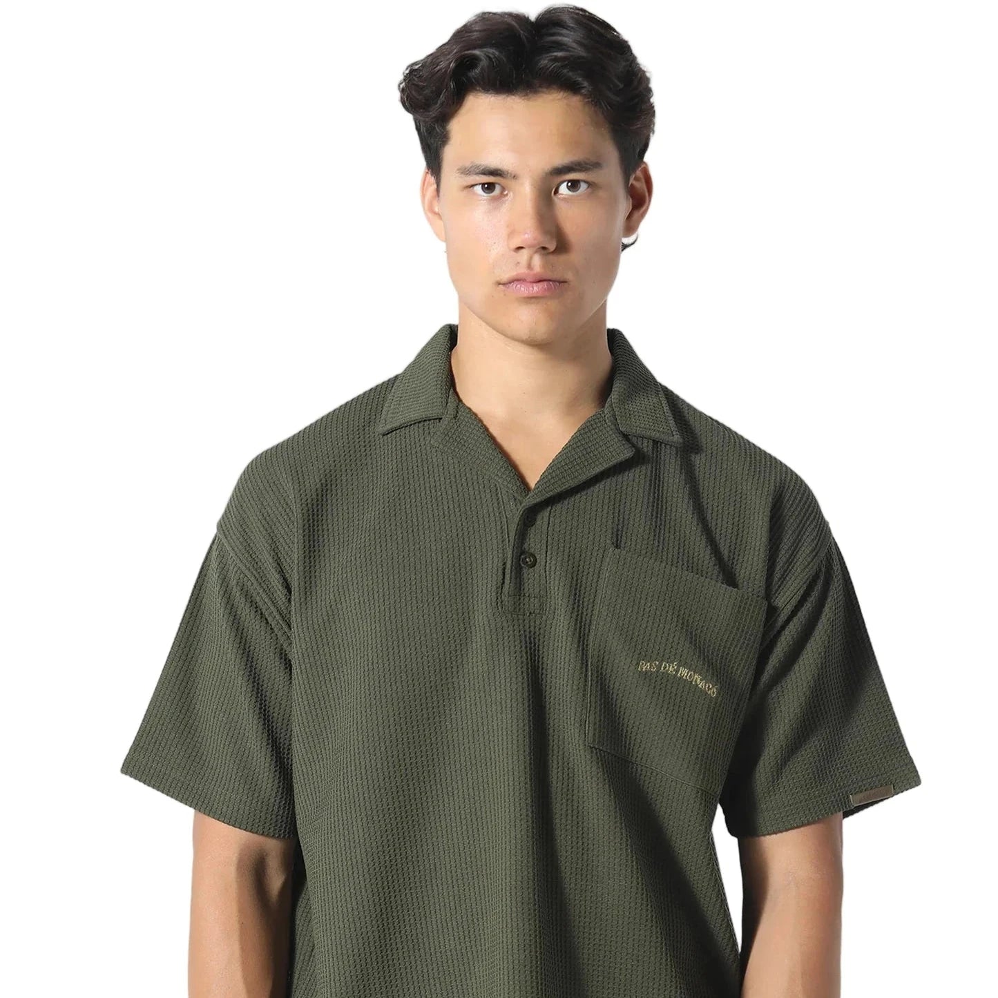 Pas De Monaco Waffle Polo - Hunter Green