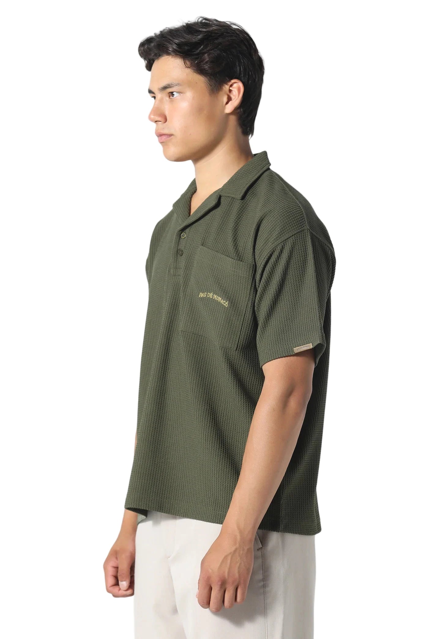 Pas De Monaco Waffle Polo - Hunter Green