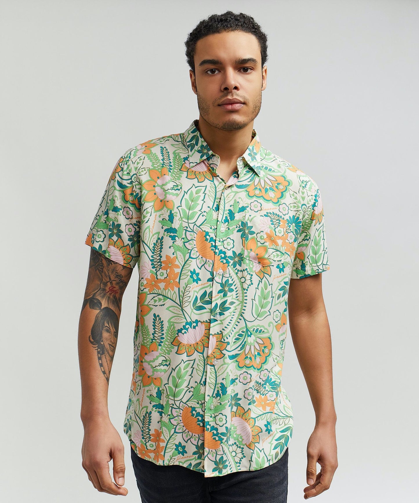 Reason Tropical Vibes Short Sleeve Button Down Shirt