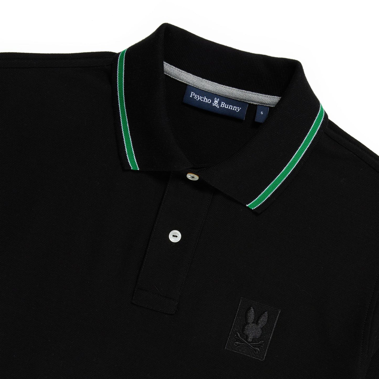 Psycho Bunny Mens Yorkville Embroidered Pique Polo - Black