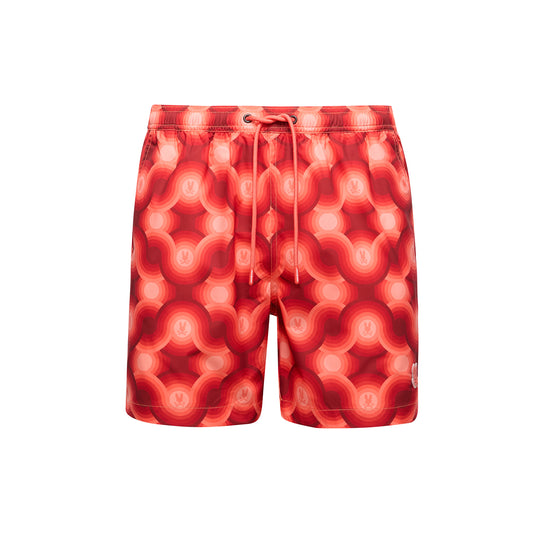 Psycho Bunny Paros Printed Swim Trunk - Hot Coral