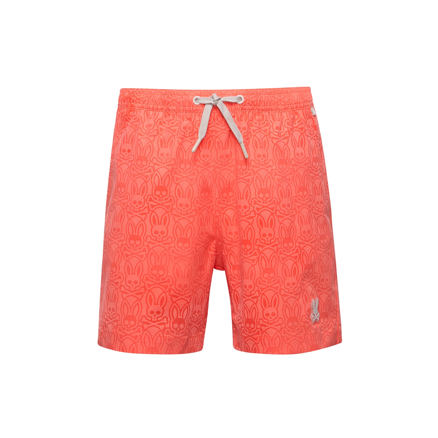 Psycho Bunny Kids Samos Hydrochromic Printed Swim Trunks - Hot Coral