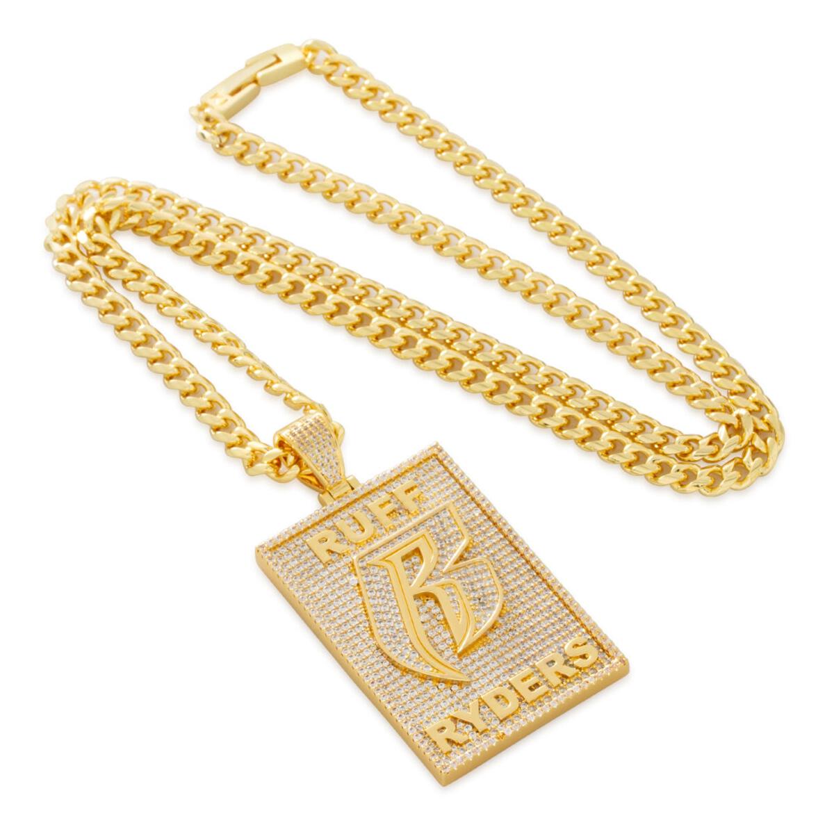 King Ice 14KT Ruff Ryders x King Ice - Dog Tag Logo Necklace