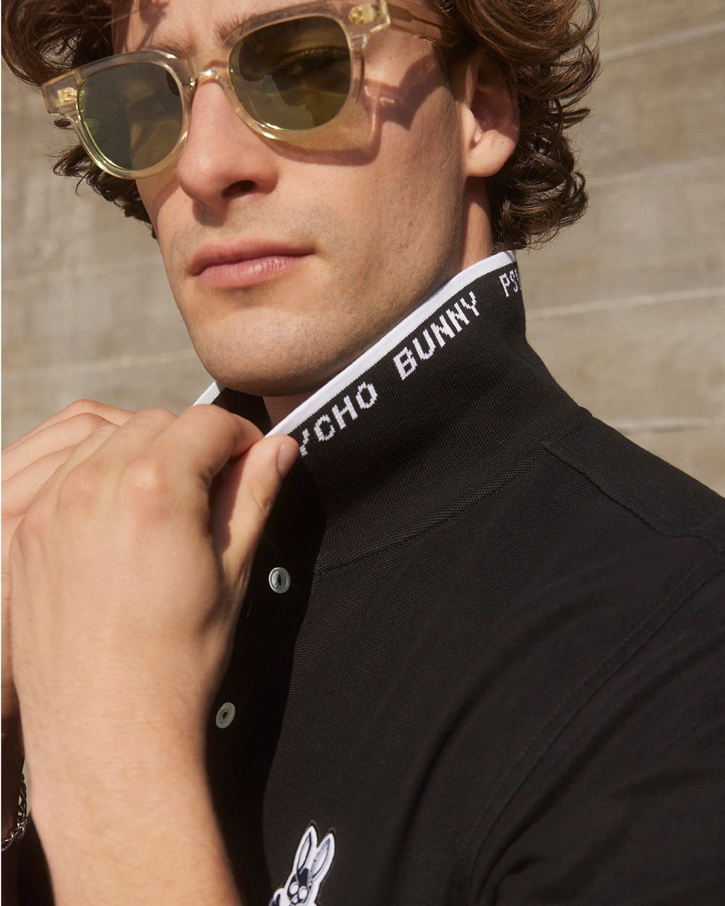 Psycho Bunny Mens Serge Pique Fashion Polo - Black