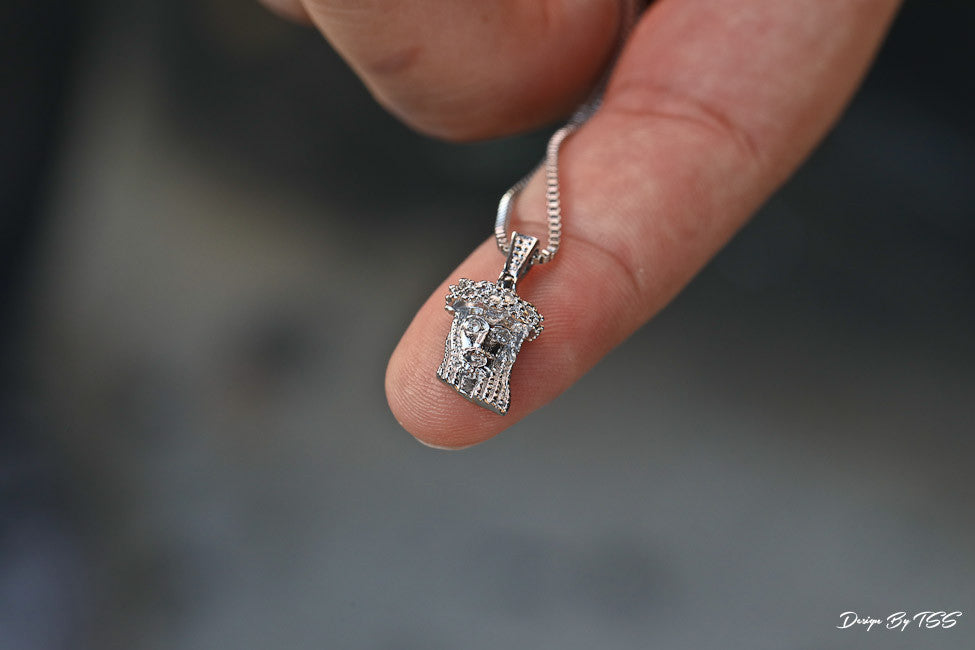 Golden Gilt Extra Mini Jesus Piece in Silver