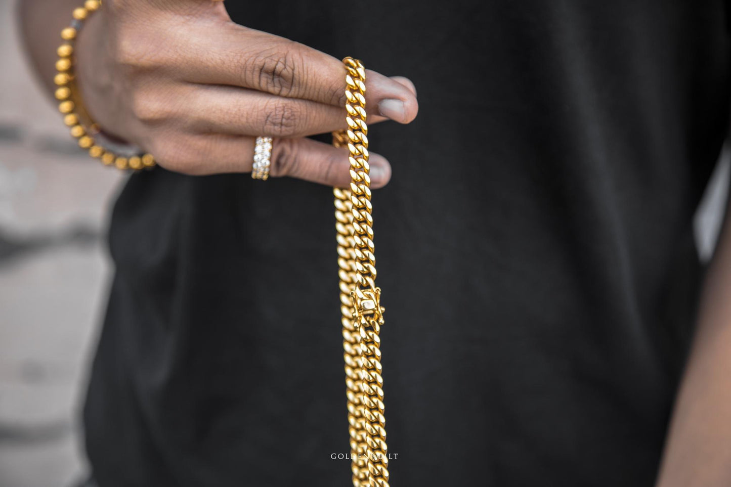 Golden Gilt 8mm Miami Cuban Link Necklace