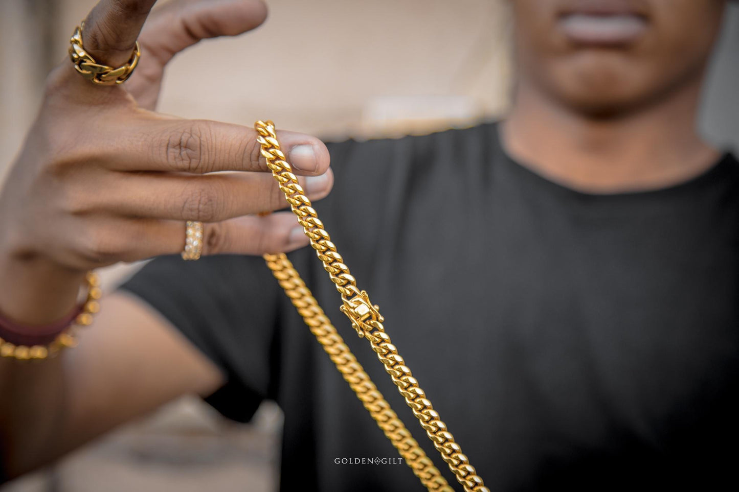 Golden Gilt 8mm Miami Cuban Link Necklace