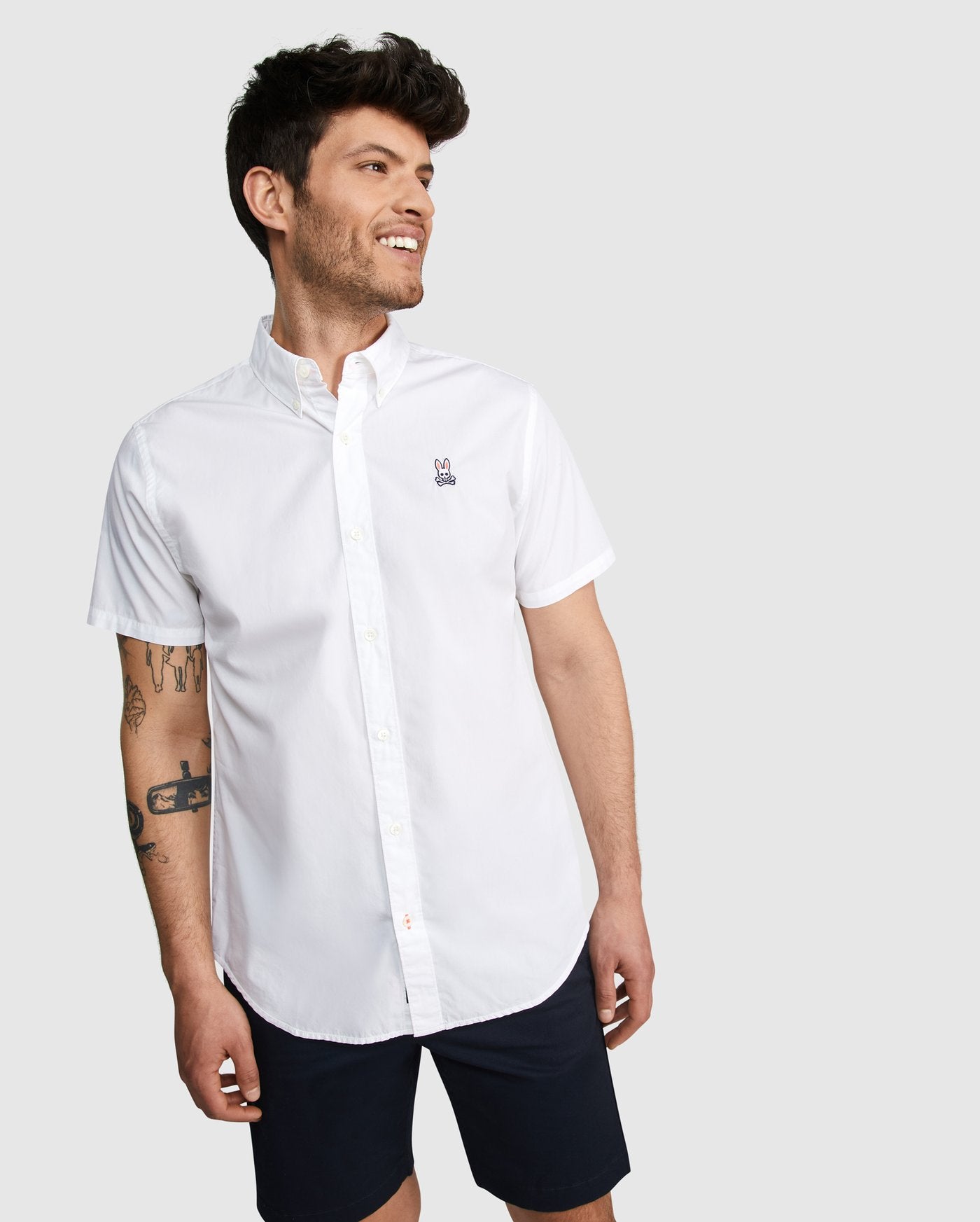 Psycho Bunny Mens Spalding Short Sleeved Sport Shirt - White