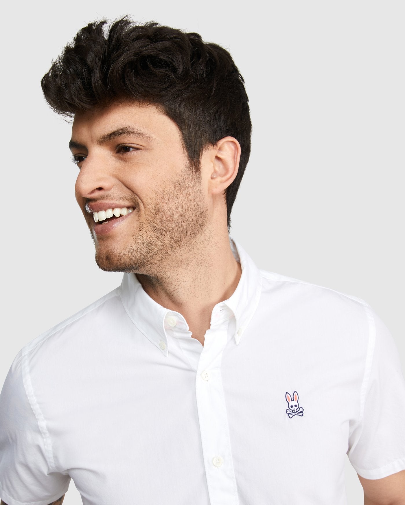 Psycho Bunny Mens Spalding Short Sleeved Sport Shirt - White