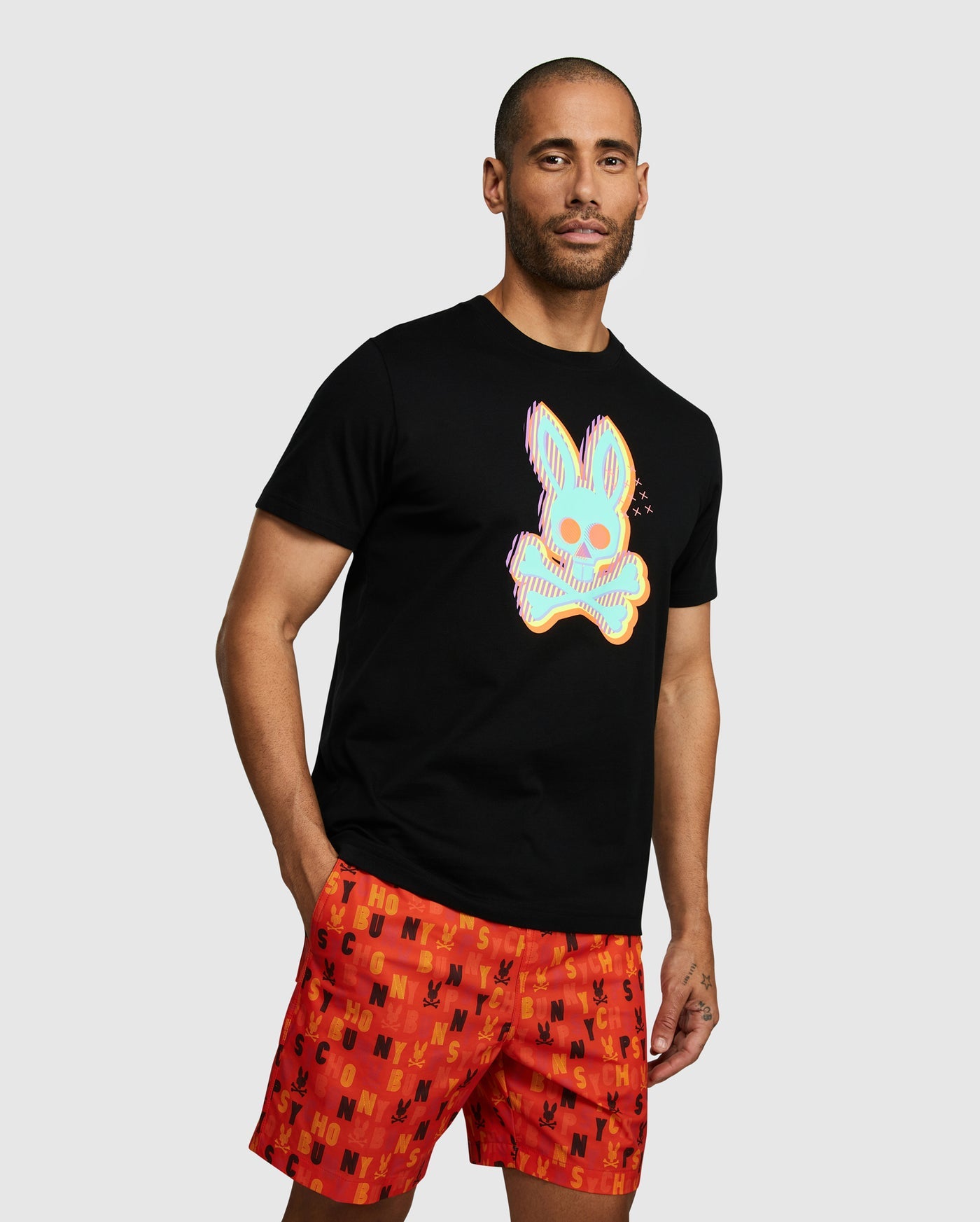 Psycho Bunny Mens Ethan Deco Bunny Tee - Black