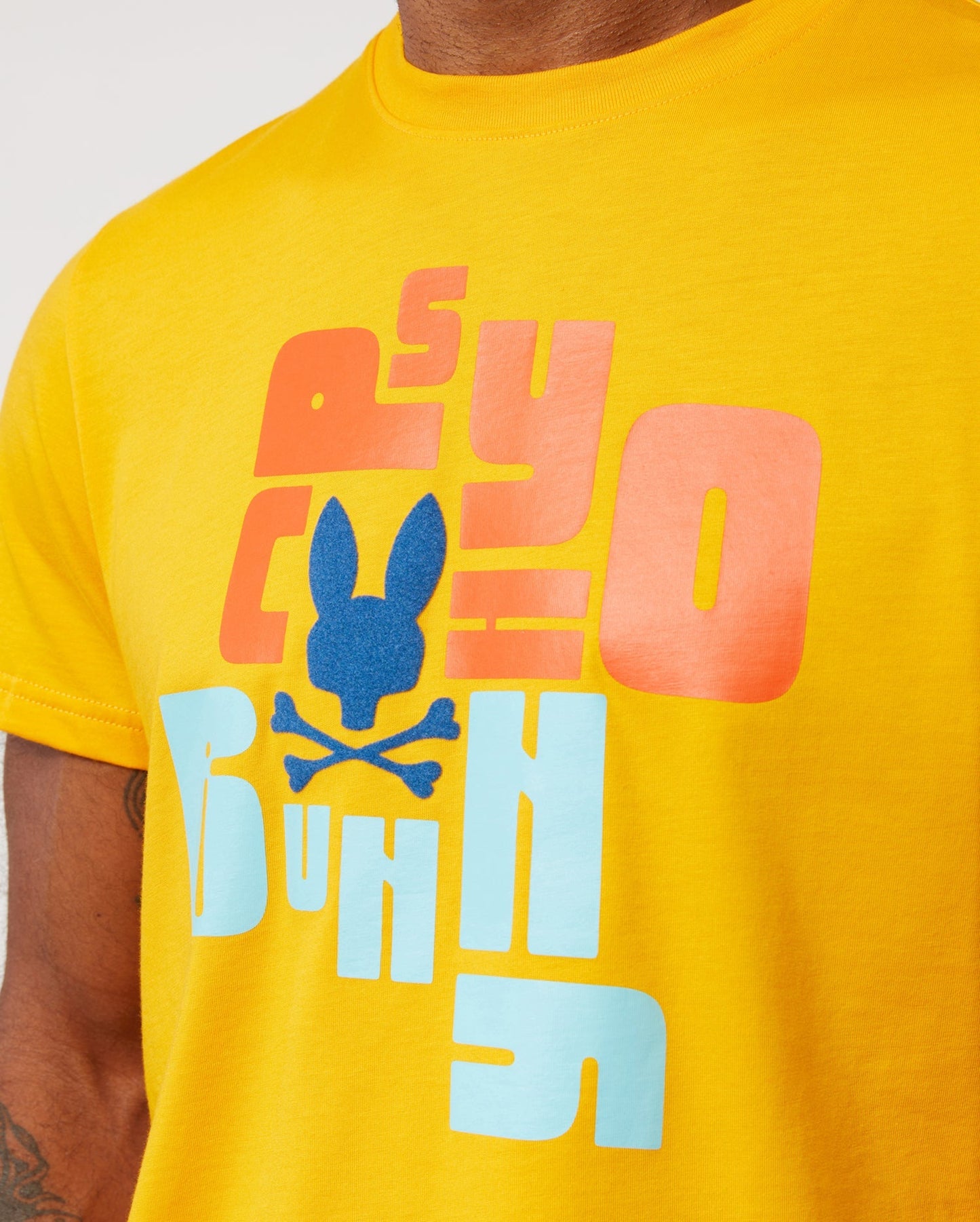 Psycho Bunny Mens Lyons Flocking Graphic Tee - Saffron