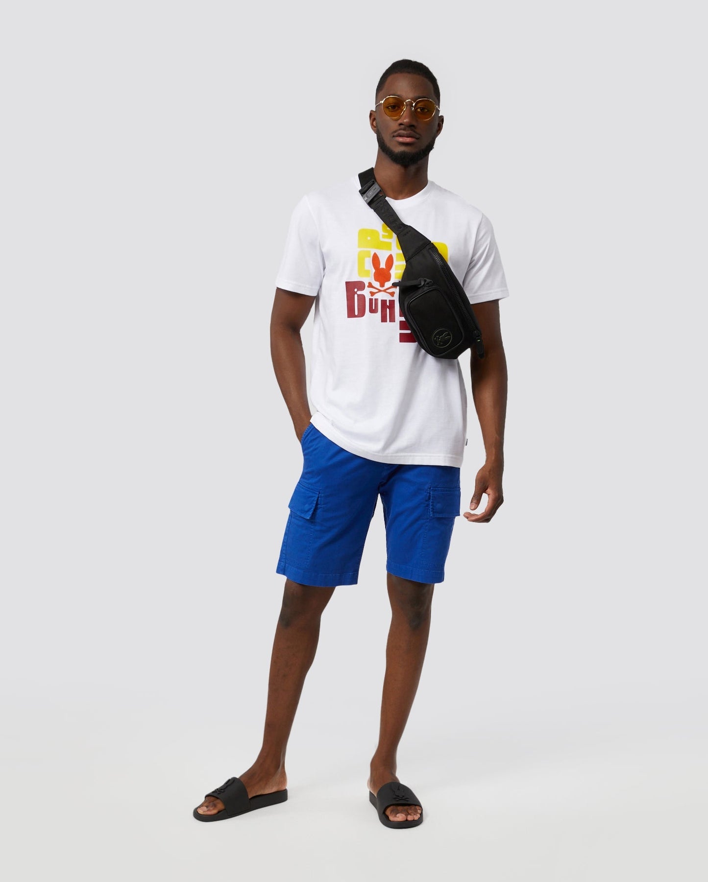 Psycho Bunny Mens Lyons Flocking Graphic Tee - White