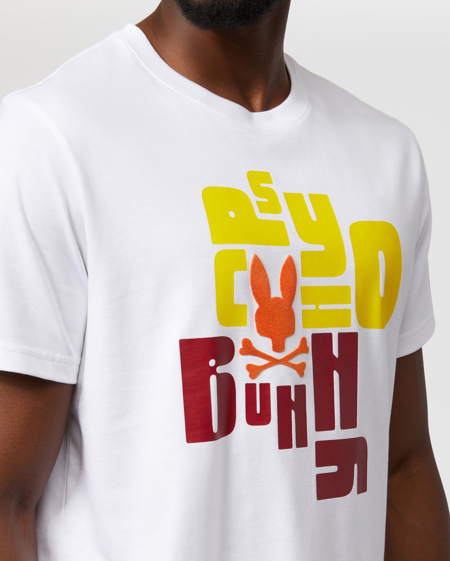 Psycho Bunny Mens Lyons Flocking Graphic Tee - White