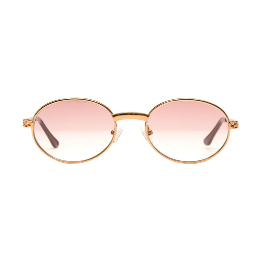 Prolific Gold Oval Frame Sunglasses - Light Pink