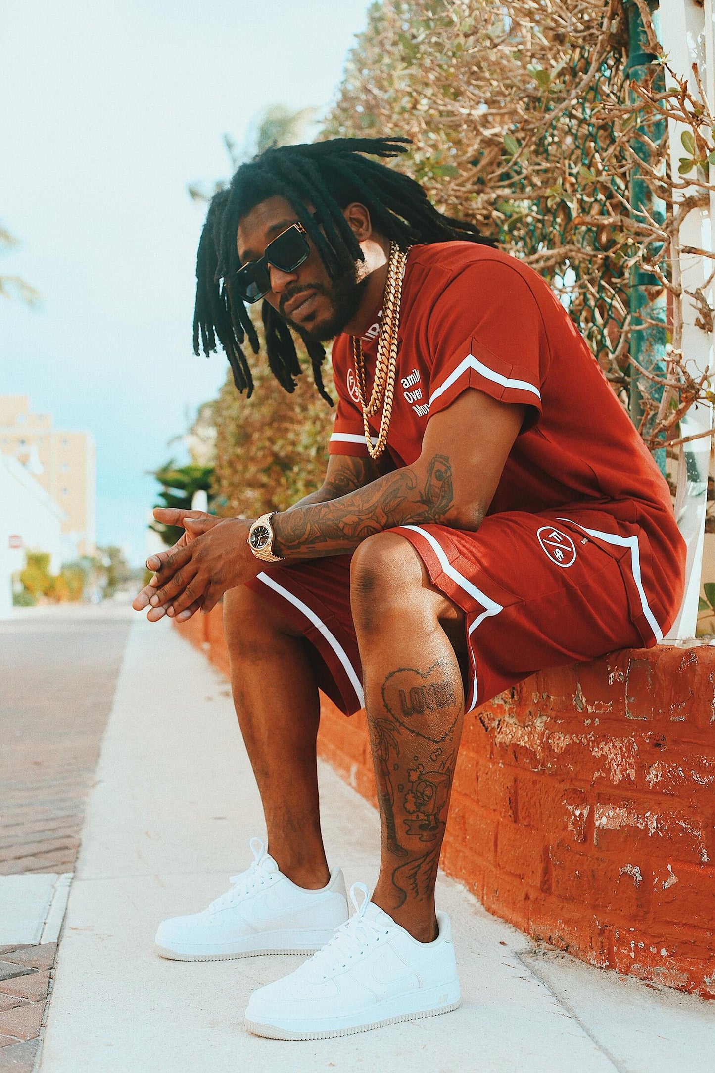 Fly Supply Family Over Money Pique Shorts in Burgundy