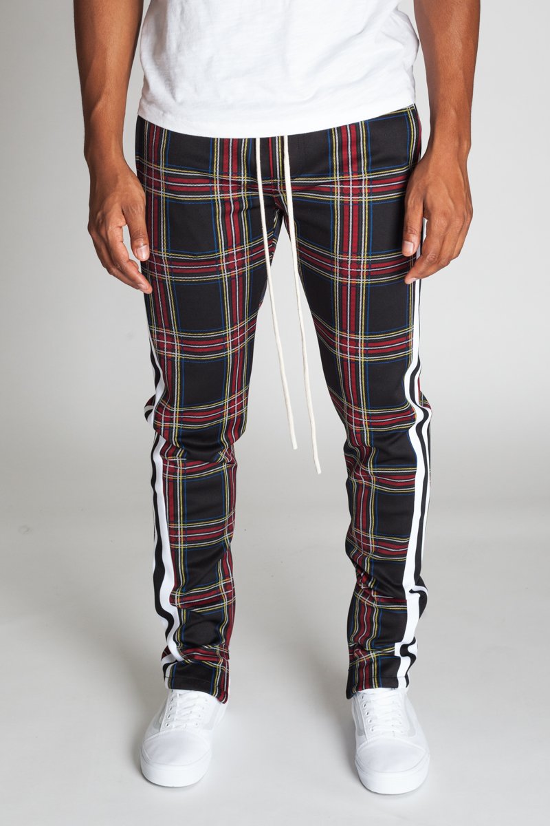 KDNK Striped Scuba Plaid Track Pants