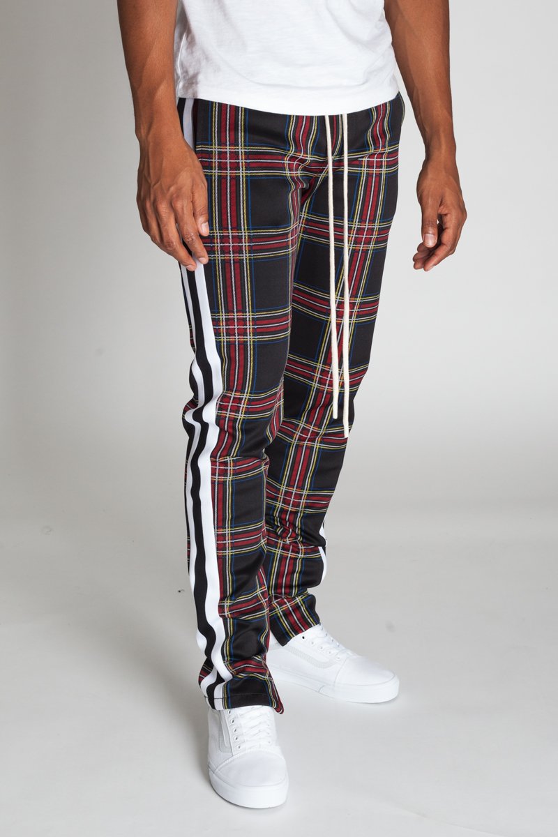 KDNK Striped Scuba Plaid Track Pants