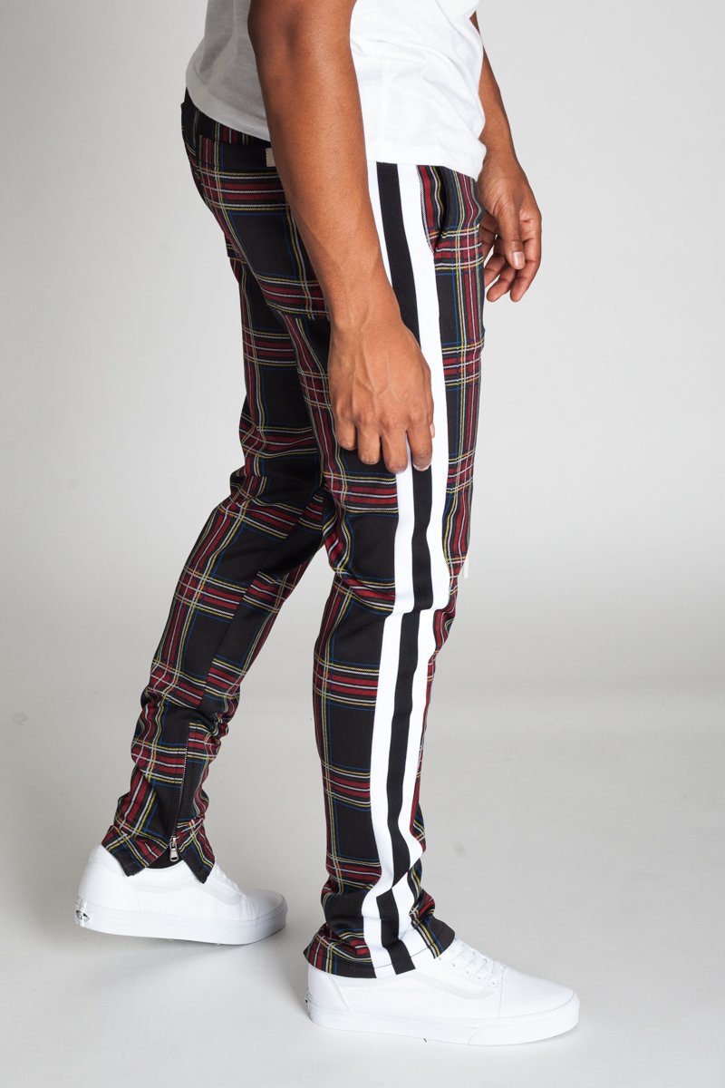 KDNK Striped Scuba Plaid Track Pants