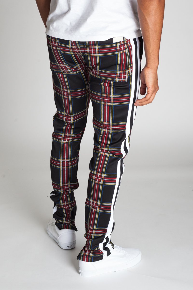 KDNK Striped Scuba Plaid Track Pants