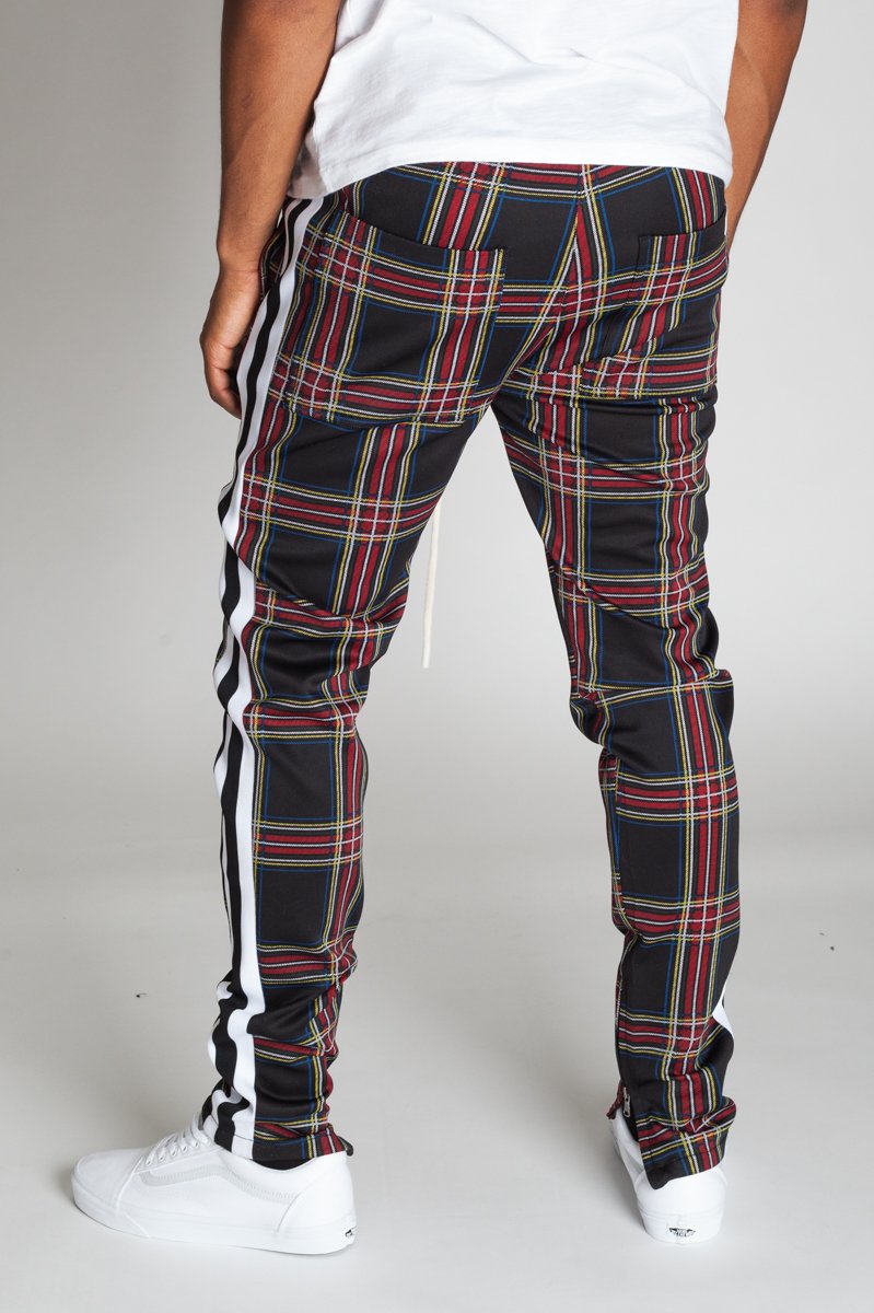 KDNK Striped Scuba Plaid Track Pants