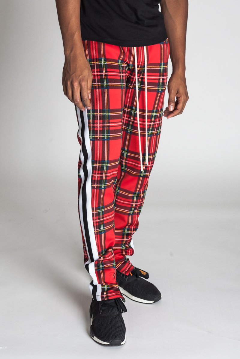 KDNK Striped Scuba Plaid Track Pants