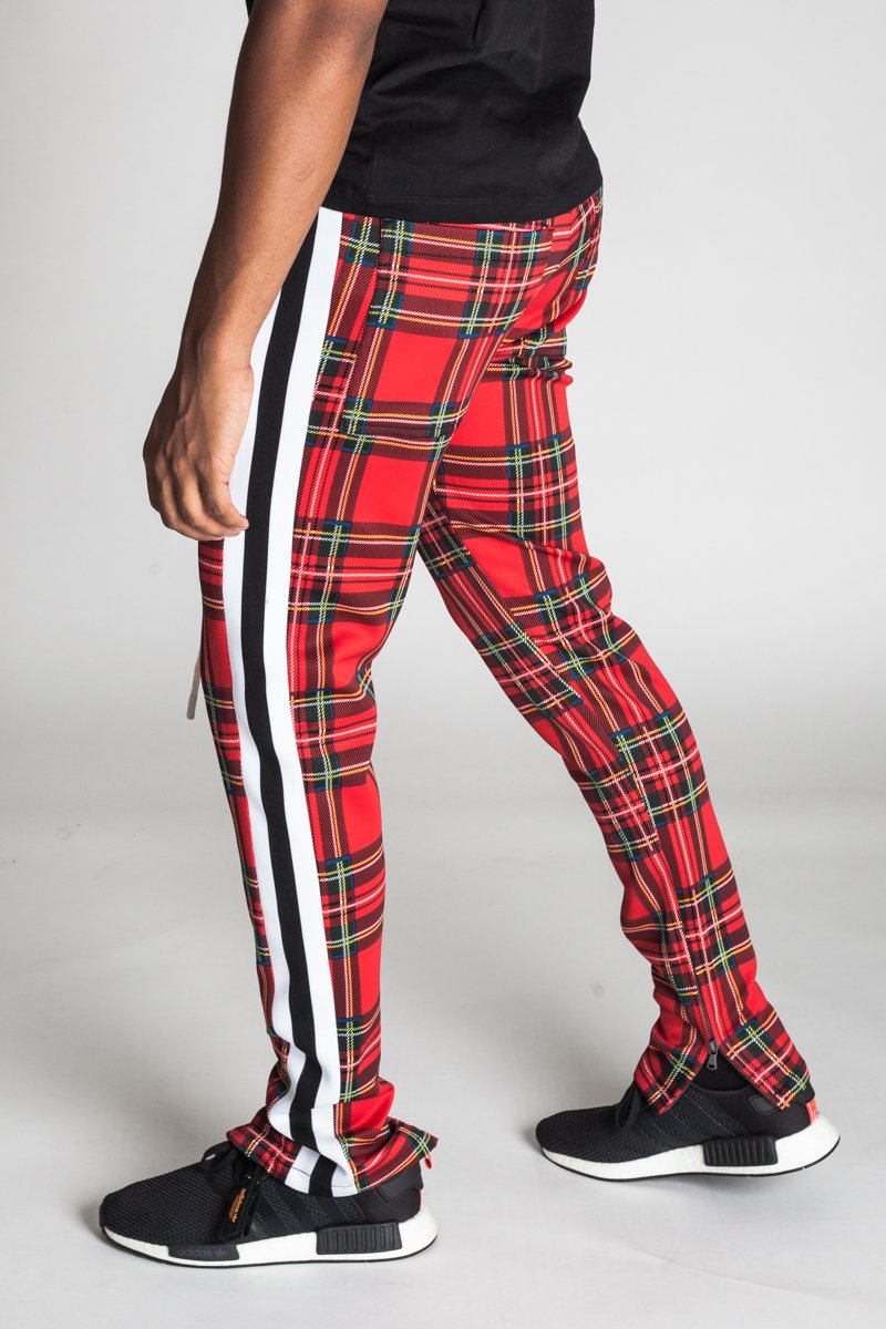 KDNK Striped Scuba Plaid Track Pants