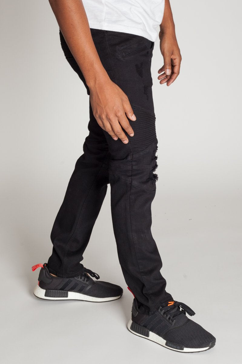 KDNK Destroyed Moto Jeans (Black)