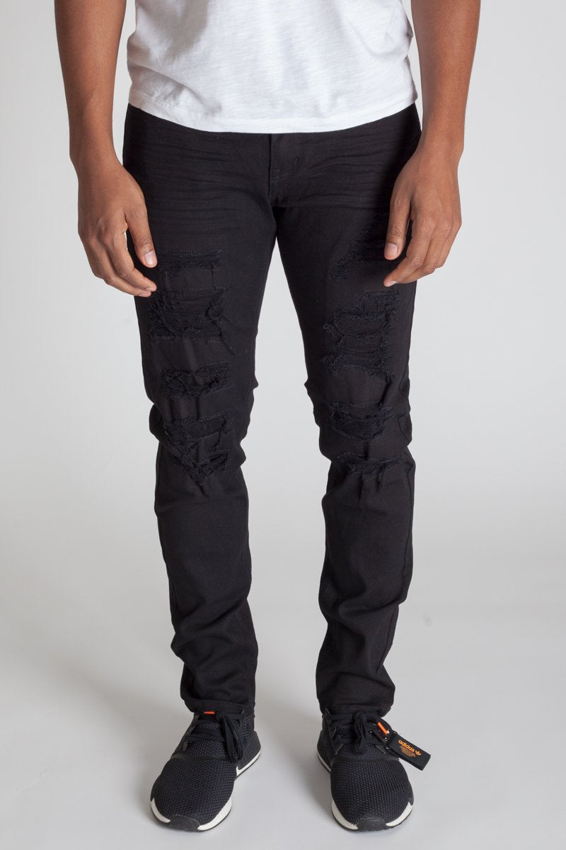 KDNK Patched and Distressed Skinny Jeans