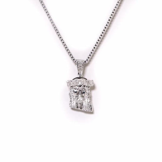 Golden Gilt Extra Mini Jesus Piece in Silver