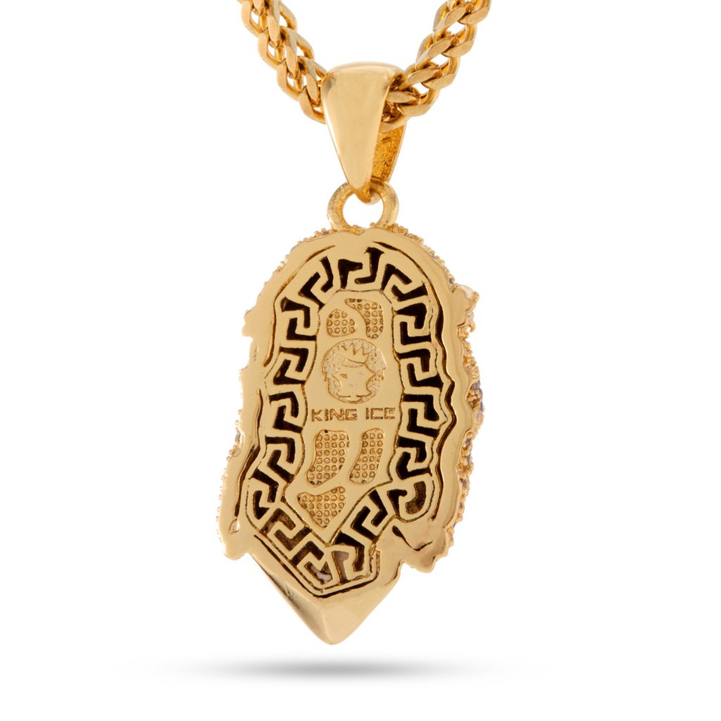 King Ice 14k Gold CZ Jesus Piece Necklace